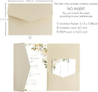 20 PCS Champagne Tri-fold Laser Cut Wedding Invitation Pockets for 5x7 Wedding Cards Bridal Shower Engagement Quinceanera Invitation