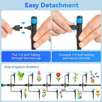 Adjustable Drip Irrigation Emitters Vortex: Fan Shape Water Flow Bubbler Stake Irrigation Dripper with Lock Barbed for 1/4 inch Tubing for Garden Watering System (50PK)