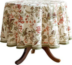 ISAENNE Designer Bohemian Linen Small Round Table Cloth,Colorful Floral Pattern Tablecloth,Wrinkle Resistant Decorative Tablecloths for Dining Thanksgiving Kitchen Party,Diameter 55"-Grace A