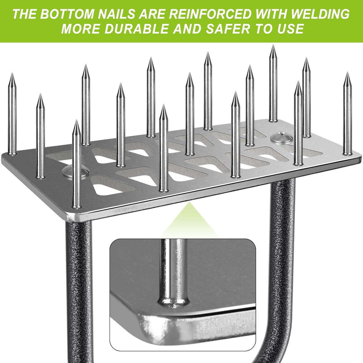 Dolibest Lawn Aerator Spike, Manual Lawn Aerator Tool with 15 Stainless Steel Spikes, Spike Lawn Air Aerator with Non-Slip Grip Handle, Grass Aerator Tool for Loosening Soil and Improving Lawn Health