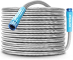 Aqua Joe 50-Foot Heavy Duty Garden Hose, Spiral 304 Stainless Steel Metal Hose, Puncture Proof, 1/2 Inch Diameter with Aluminum Fittings, AJSGH50