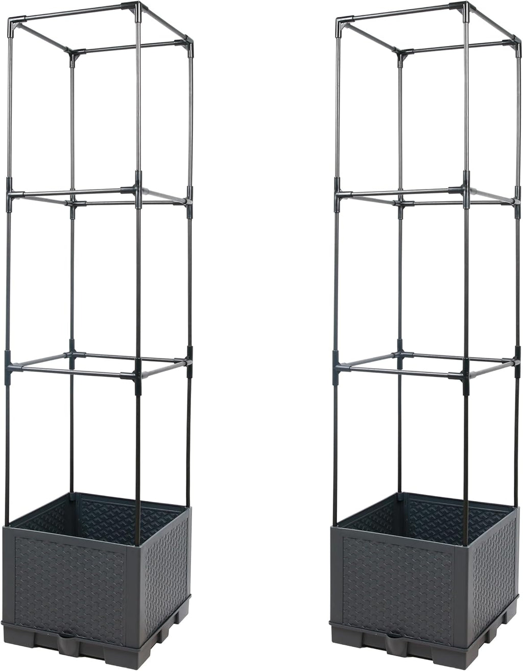 Sunnyglade 2 Pcs Raised Garden Bed Planter Box with Trellis, 44” Tomato Trellis Planter for Various Vine Climbing Plants Vegetables Detachable Frame for Outdoor Indoor Terrace