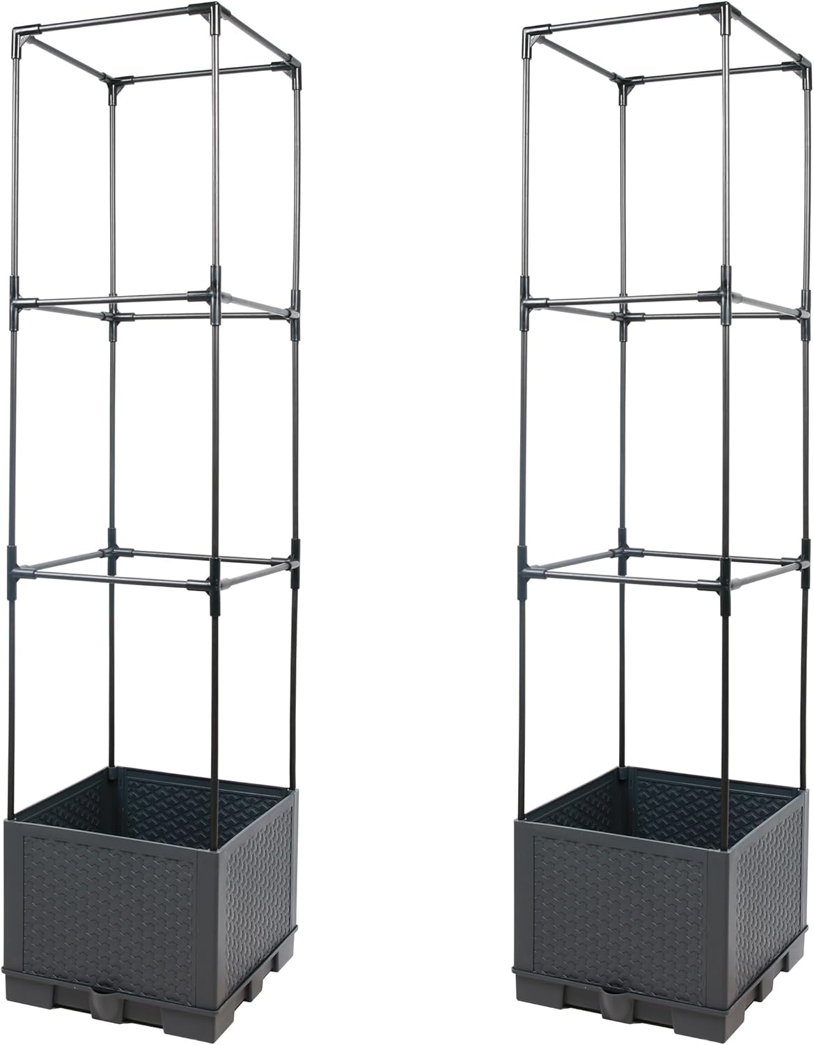 Sunnyglade 2 Pcs Raised Garden Bed Planter Box with Trellis, 44” Tomato Trellis Planter for Various Vine Climbing Plants Vegetables Detachable Frame for Outdoor Indoor Terrace