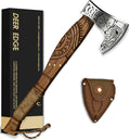 Viking Axe Forged High Carbon Steel Viking Axe | Balanced Ax | Odin Norse Bearded Axe | Camping Hatchet Axe | Sheath Included Handcrafted Ash Wood Shaft | Viking Gifts for Men