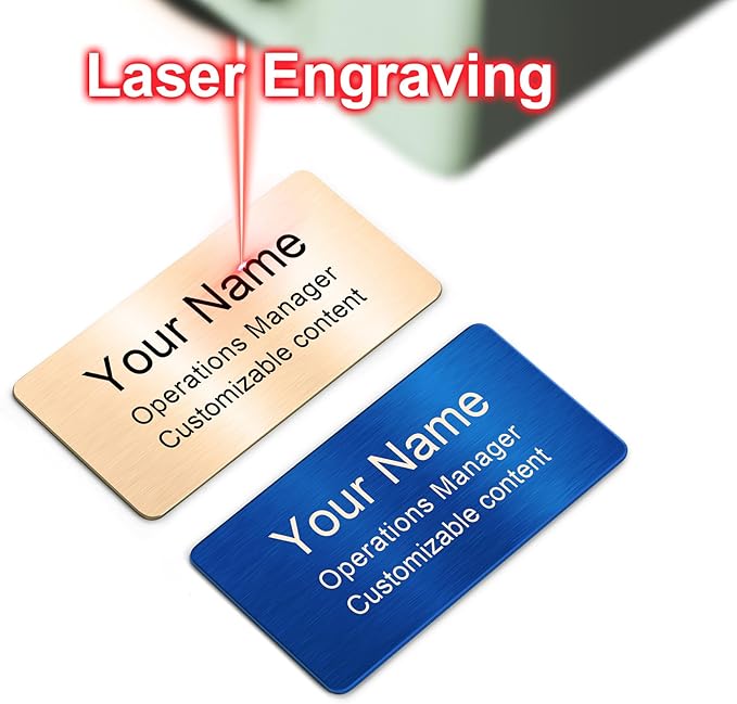 Engraved Personalized Name Tags with Magnet Clip or Pin - Stainless Steel Custom Magnetic Name ID Badge Tag for School Teacher, Kids, Business Work Lable Sign Employee Name Plate (3“x1.5 Magnet)