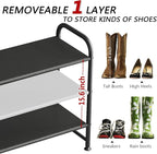 Shoe Rack 3 Tier Long Storage Organizer Wide Metal Shoe Shelf for Closet Entryway Black
