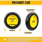 MZREXN 4.80/4.00-8" Flat Free Tire and Wheel 15" Solid Wheelbarrow Tires 3.00-4.00/4.80-8" with 5/8" & 3/4" Bearings, 3" Centered Hub for Hand Truck Garden Trailers Utility Cart Yard Wagon 2PCS Yellow