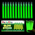 Party City Green Glow Sticks Bulk Pack 6”- 25pk Glow in the Dark Sticks for Kids, Waterproof Camping Survival Ultra Bright Emergency Light Stick with String, Neon Glowsticks Party Supplies Favors