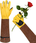 Long Gardening Gloves for Women Thorn Proof,Rose Pruning Cowhide Leather Garden Gloves for Cactus, Rose and Blackberry