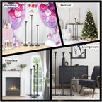 3Pcs Matte Black Floor Candle Holders Centerpieces for Pillar Candles | Adjustable Height,Halloween Metal Candlestick Set,Wedding Party Home Ceremony Mantel Fireplace Decorations