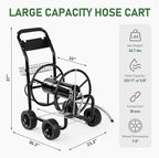 VINGLI 4-Wheel Garden Hose Reel Cart with Storage Basket, Portable Residential Hose Reel Cart, Lawn Watering, for Garden Backyard and Farm