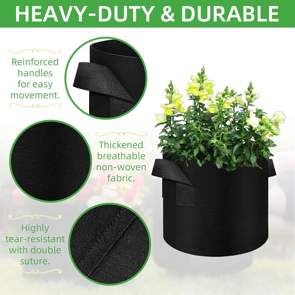30 Pack 15 Gallon Plant Grow Bags, Breathable Felt Non-Woven Aeration Fabric Plant Grow Pots, Garden Planting Containers for Nursery Vegetable Flower Grow Bags with Handles (19.7x11.8inch)