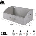 WUIKE Closet Organizers and Storage, Trapezoid Storage Bins, Fabric Closet Baskets with Handles, Clothing Bins for Shelves, Foldable Storage Baskets for Clothes, Herringbone Gray, Extra Large, 3-Pack