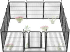 FXW Garden Fence Outdoor for The Yard – 32in(H) x 27.3ft(L) Heavy Duty Metal Animal Barrier for Dog and Rabbit, Decorative Dog Fence, 12 Panels, Black