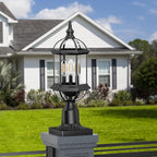 Large Outdoor Post Lights,19.21" 3-Light Lamp Post Light Fixture,Hardwired 120V Exterior Waterproof Pole Lighting,Modern Black Aluminum Lantern for Garden, Yard, Patio, Pathway