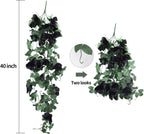 RECUTMS Artificial Rose Vine Hanging Plants 4Pieces 3.3Ft Flowers for Home Room Garden Wedding Indoor Outdoor Decoration (Black)