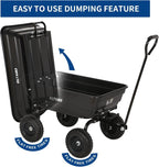 BILT HARD 4 Cu.Ft. 10" No-Flat Tires Poly Yard Dump Cart with 180° Rotating Handle, 600 lbs Capacity Heavy Duty Garden Carts and Wagons
