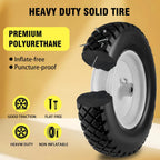 4.80/4.00-8" Tire and Wheel Flat Free 2 PCS, 16" Solid Wheelbarrow Tire with 5/8" & 3/4" Bearings,3"-7" Centered Hub, 14"-16" Universal Fit for Hand Truck/Garden Trailer/Trolley/Wagon