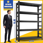 78" H Metal Garage Shelving Heavy Duty 3,500LBS Adjustable Storage Shelves Unit 5 Tier Garage Storage Shelves Utility Storage Rack Shelf for Basement, Commercial, Warehouse, Industrial, Black
