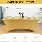 6-Pack 6ft Spandex Table Covers for Rectangle Standard Folding Tables - Wrinkle Resistant Stretch Tablecloths - Ultimate Fitted Table Protector for Parties, Trade Shows, Wedding