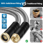 Garden Hose 50FT, Water Hose with 10 Function Nozzle, Garden Hose Metal with Leak-proof Connectors, Kink-Free & Ultra Flexible, Rust/Pet/Puncture Proof for Lawn, Yard, RV, Car Wash, 550PSI