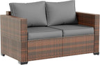 Amopatio Patio Loveseat, Outdoor Furniture 2-Seat Wicker Porch Furniture Outdoor Couch Sofa with Water-Resistant Cover & Non-Slip Cushions, Premium Patio Set, Gray