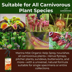 100% Organic Marina Mist Carnivorous Plant Food | Liquid Kelp Foliar Spray for Plants - Kelp Fertilizer for Venus Flytraps, Sundew, Butterworts, Pitcher Plants 8 Oz