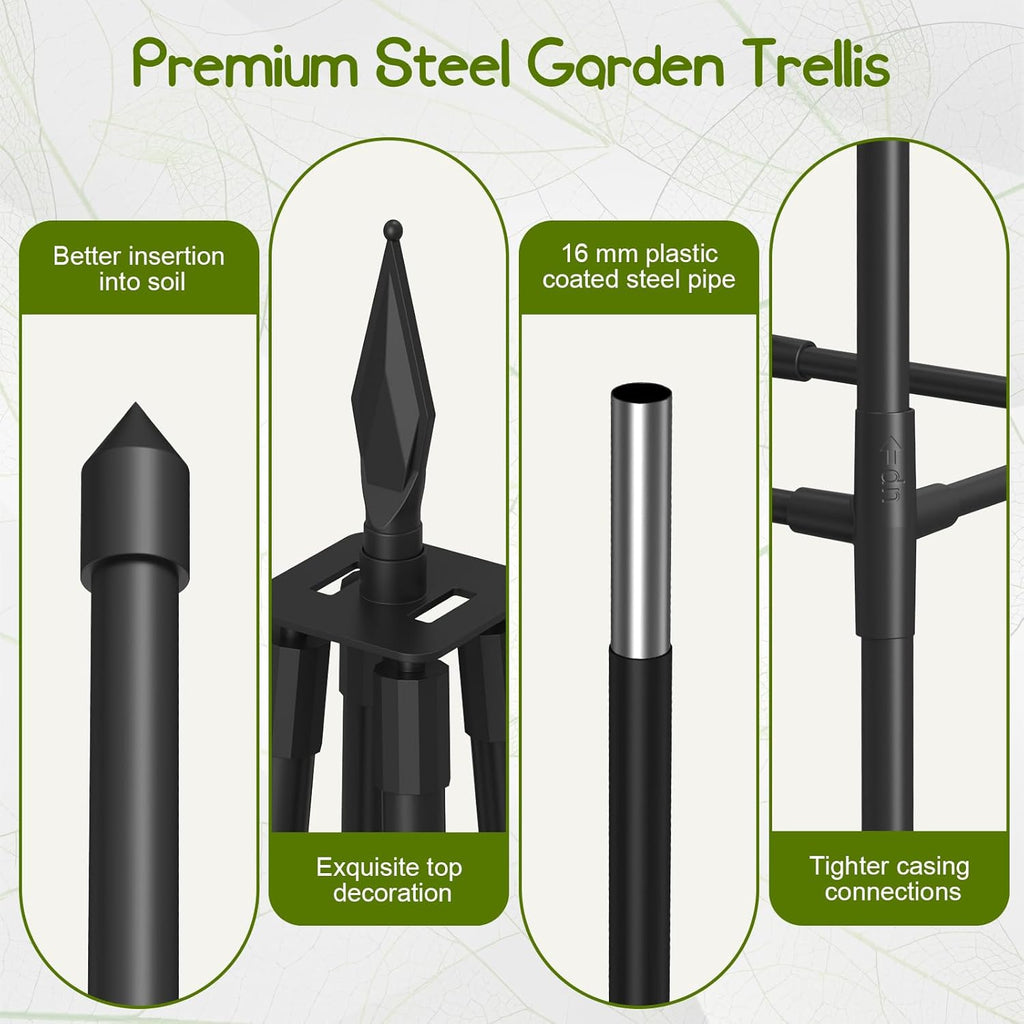 Obelisk Trellis for Climbing Plants Outdoor,6 Ft Garden Trellis for Potted Plants, Metal Trellis with Anti-Rust Coated for Potted Plants Indoor, Plant Support for Vegetables, Vines