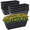 CHUKEMAOYI Window Box Planter, 10 Pack Plastic Vegetable Flower Planters Boxes 17 Inches Rectangular Flower Pots with Saucers for Indoor Outdoor Garden, Patio, Home Decor (Black)