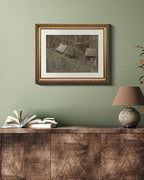 VIYYIEA Gold Framed Wall Art Canvas Print Home Decor Dark Brush Landscape Abstract Shapes Oil Painting Vintage Wall Decor Boho Decorative Aesthetic Room Decor for Living Room Bedroom Office 13x16in