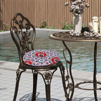 Bistro Chair Cushions 15 inch,Set of 2,Tufted Round Chair Cushions with Ties,15"x15"x4",Water Resistant Round Seat Cushion for Barstool Chairs,Patio Garden Kitchen Outdoor Furniture(Red Medal)