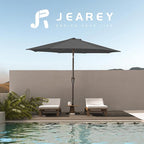JEAREY 10FT Outdoor Patio Umbrella Outdoor Table Umbrella with Push Button Tilt and Crank, Market Umbrella 8 Sturdy Ribs UV Protection Waterproof for Pool, Garden (Gray)