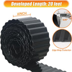 Corrugated Metal Garden Edging, 6"20Ft Landscape Border for Lawn, Flower Bed and Garden, Sturdy Galvanized Steel Yard, Flexible for DIY Landscaping and Yard, Black
