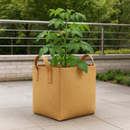 Square Geo Fabric Grow Bag 400 GSM Durable Breathable UV Resistant Reusable Plant Container for Herbs, Vegetables Flowers Space Saving Gardening Pack of 2 (Green, 15 inch) (Camel)