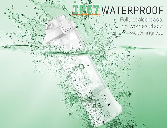 Portable Blender for Smoothies Shakes Juice, 20 Oz for Gym Home Office Travel, Personal Small Mini Glass Mixer, with 6 Blades 150W USB Rechargeable Electric Handheld Blender Cup Watter Bottle