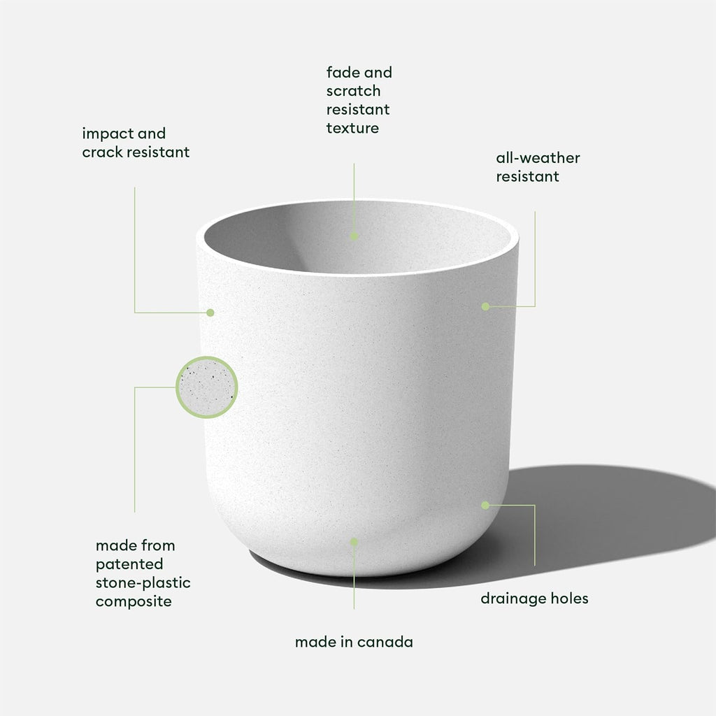 Veradek Round Lima Plastic Planter Pots for Indoor/Outdoor Garden Use, White, Suitable for Small to Large Succulent Plants, Flowers, Modern Interior Plants