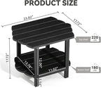 Small Outdoor Side Tables Modern 2-Tier Adirondack Table Rustic End Table HDPE Storage Shelf Industrial Corner Rectangle Coffee Table for Patio Garden Balcony Backyard Pool Farmhouse Home Black