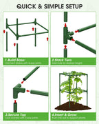 MQHUAYU 3 Pack Tomato Cages,Square Tomato Plant Stakes Support Cages Trellis for Garden Climbing Vegetables Flowers Fruits,Extra Bold