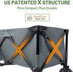 Timber Ridge 51.2'' Extended Collapsible Wagon Cart, 500LBS Heavy Duty Foldable Utility Wagon with Adjustable Handle, 400L Capacity Portable Cart with Cargo Net for Camping Sports Shopping-Grey