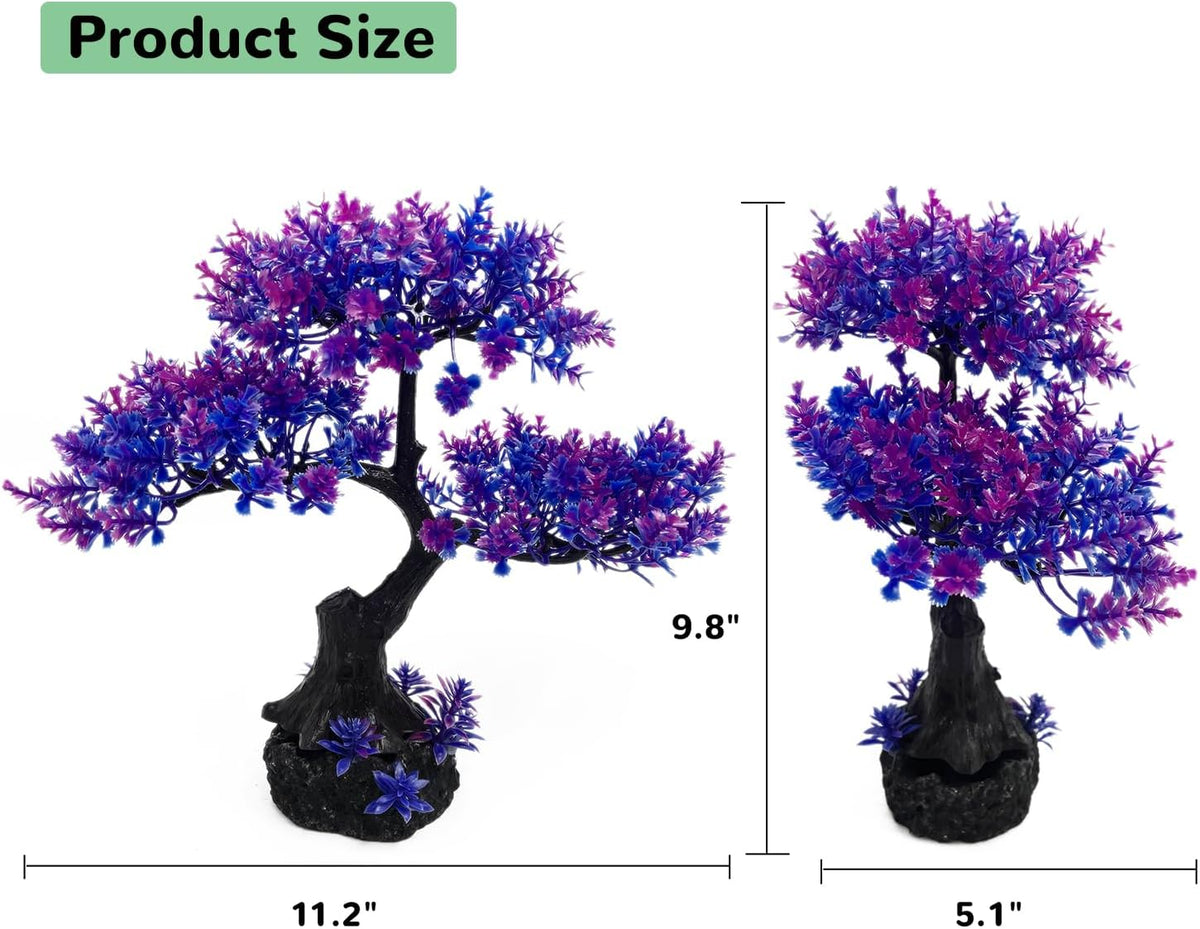 Mipukbay Aquarium Plants Tree - Purple Artificial Plastic Fish Tank Decor, Realistic Ornament Safe for Fish & Shrimp, Low-Maintenance Aquascaping Plants for Freshwater/Saltwater Tank Landscaping