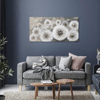 Pogusmavi Wall Art for Living Room & Bedroom - Large Canvas Wall Decor, 24x48, Gray Dandelion Artwork