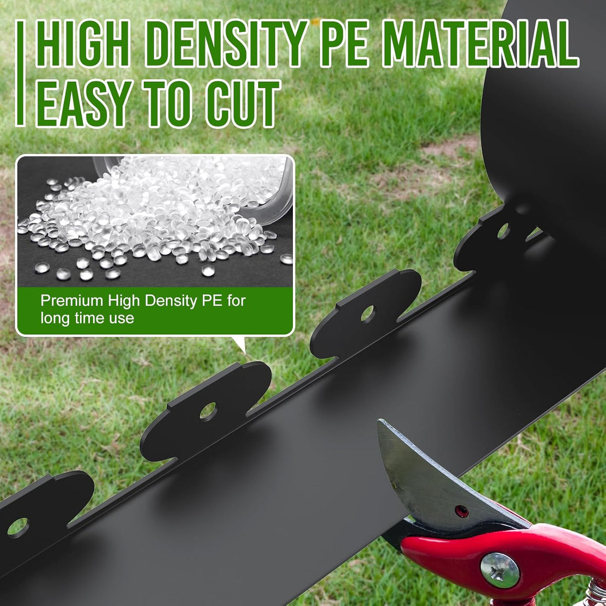 Landscape Edging 4 Inch Tall 150FT with 160Pcs Metal Spikes, Plastic Garden Edging Border Landscape Edging Border Lawn Edging for Landscaping, Flower Bed, Yard