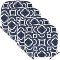 SleepMan Outdoor 17"x16" Chair Cushions with Ties Set of 4, Water Resistant All Weather U-Shape Seat Pads for Patio Garden Furniture Indoor Fade Resistant Patio Cushions (Blue Geo)