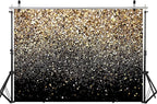 WOLADA Black and Gold Backdrop Golden Glitter Backdrop for Photography Wedding Birthday Baby Shower Party Photo Studio 15x10FT 11176