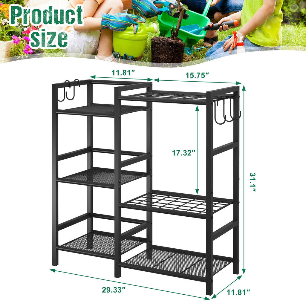 keomaisyto Garden Tool Organizer with Large Hooks, Garage Storage Rack