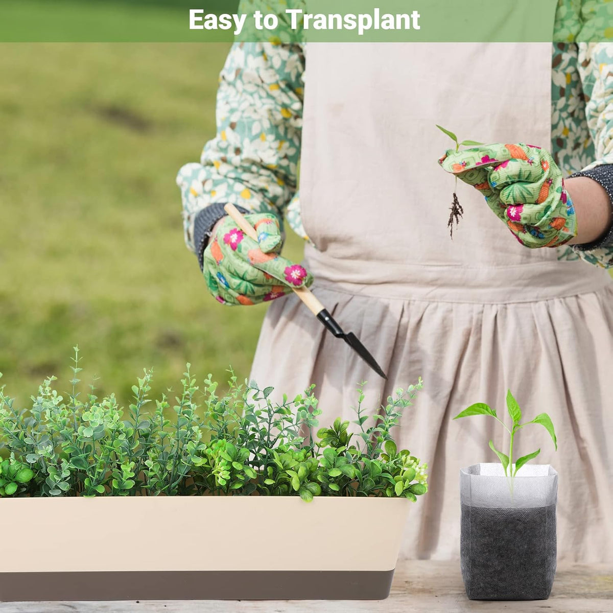 GREANER 200PCS Biodegradable Nursery Bags, 6.3"x7.8" Thickened Non-Woven Fabric Plant Seeding Grow Bags, Planting Seed Starting Pots Pouches for Flower Vegetable, Home or Outdoor Garden Supply