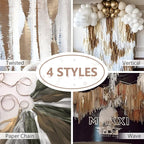 PartyWoo Brown Crepe Paper Streamers 4pcs 328ft Pack of Boho Neutral Sand White Crepe Paper Streamers for Birthday Baby Shower Wedding Graduation Anniversary Woodland Jungle Theme Party Decorations