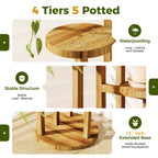 Bamworld Plant Stand Indoor Wood Plant Shelf 4 Tier Brown