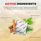 Mouse Repellent Pouches, Natural Rodent Repellent for Home, Car, RV, Garage, and Storage-Peppermint Scented Mice Repellent, Long-Lasting Indoor & Outdoor Rodent Defense (12 Pack)
