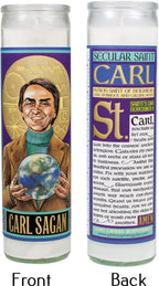 The Unemployed Philosophers Guild Carl Sagan Secular Saint Candle - Unscented 8 Inch Tall Glass Prayer Votive, Made in The USA
